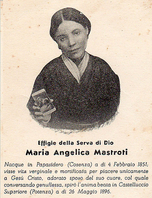 Cartoncino in ricordo di Maria Angelica Mastroti